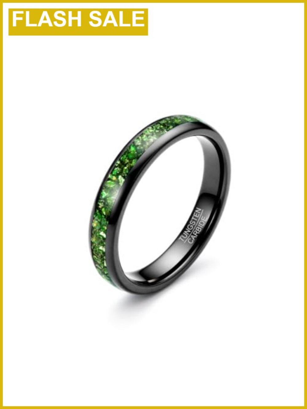Tungsten Carbide 4mm Wedding Band Gemstone Inlay Comfort Fit
